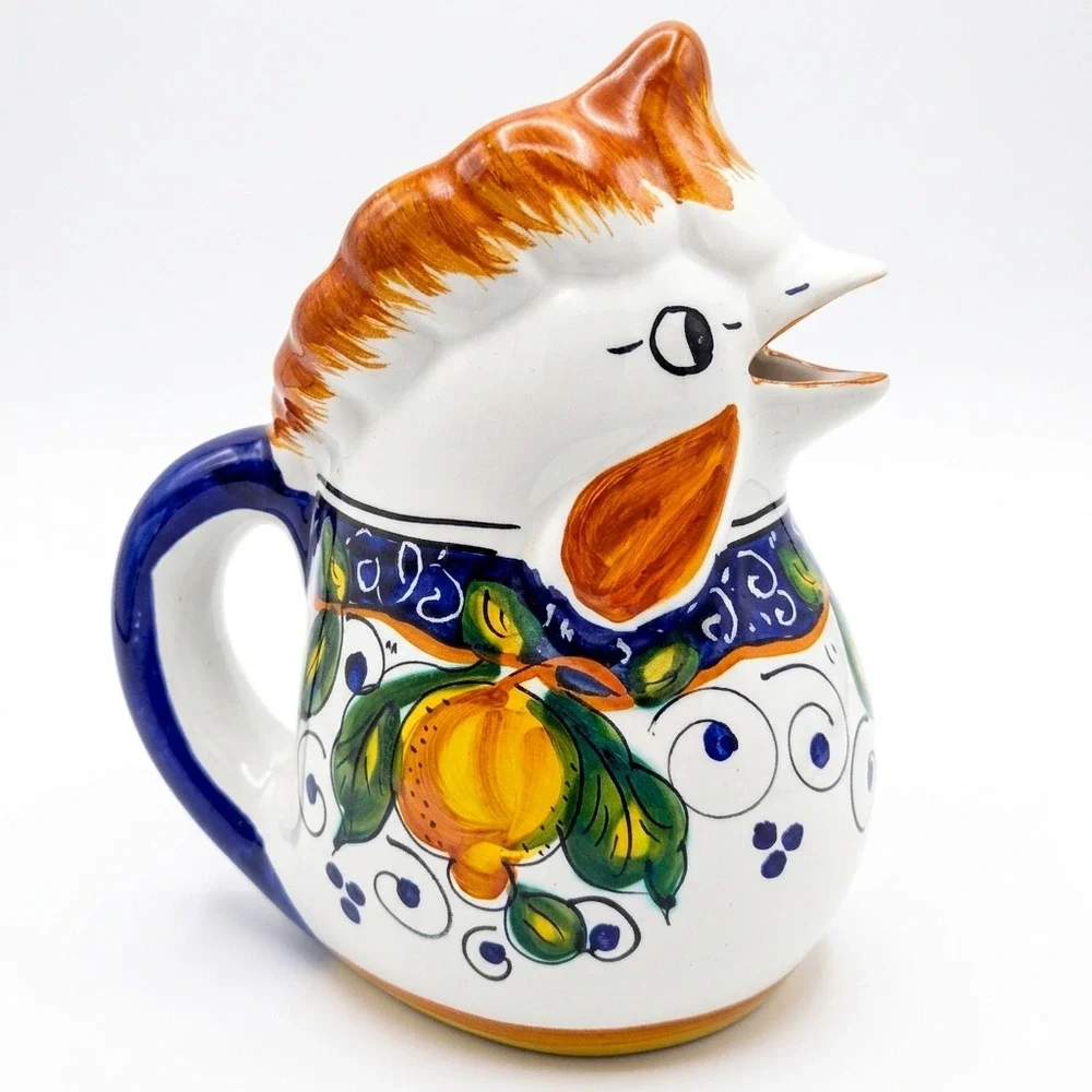 Vintage Italian Majolica Rooster Pitcher | Sugar e Spice Taormina Sicily